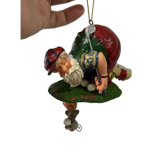 Kurt Adler Sports Santa Golf Christmas Ornament Hold In One Mouse Santa's World - Picture 3 of 6